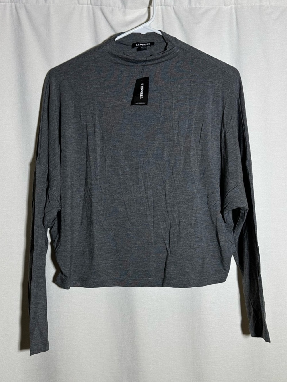 Express Dark Gray Long Sleeve Mock Neck Top